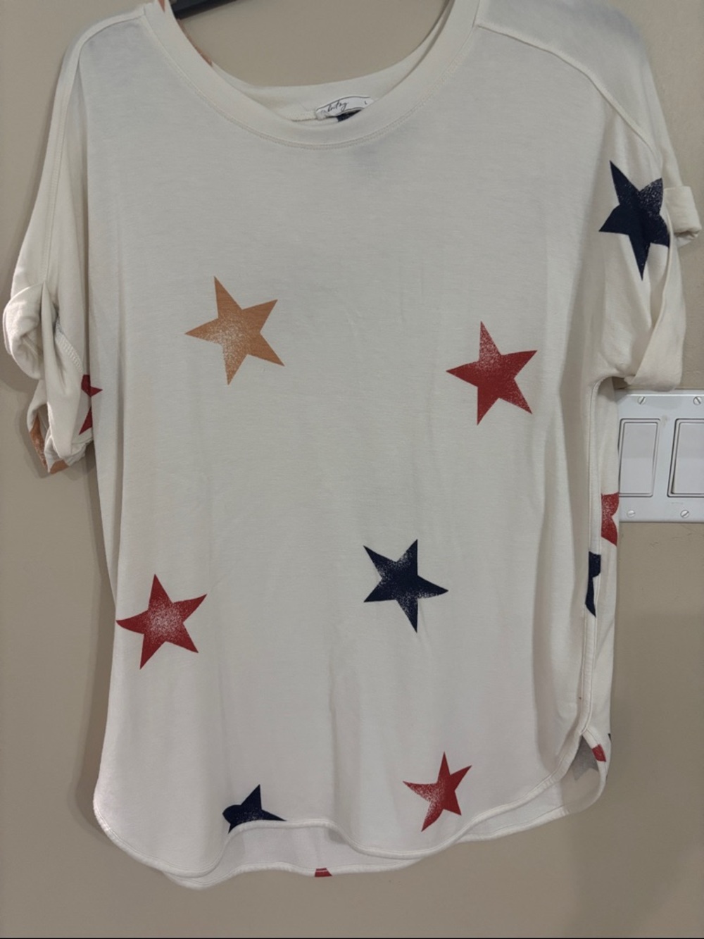 Ivory Star Print Tee - Red, Navy, Gold Stars